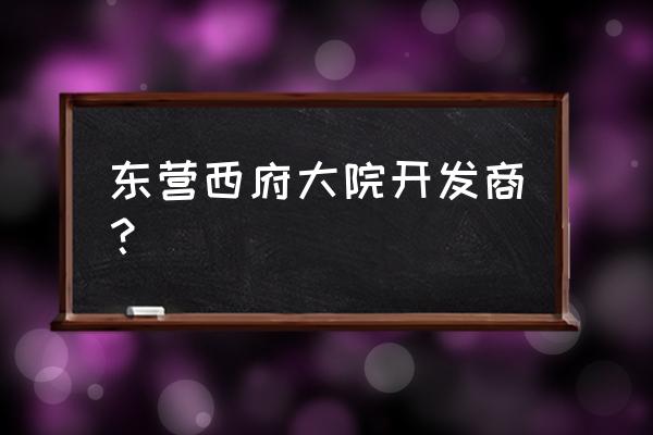 西府大院几个电梯 东营西府大院开发商？