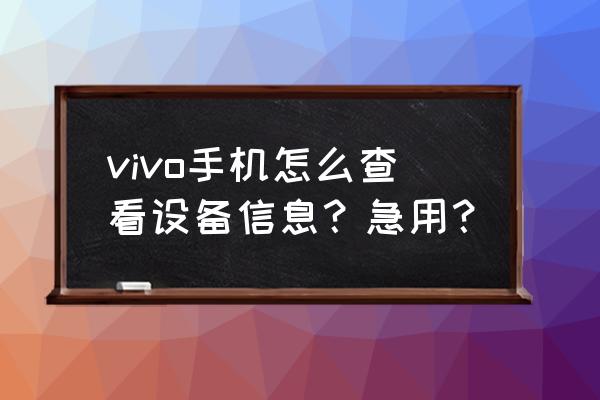 vivo手机设备名称怎么看 vivo手机怎么查看设备信息？急用？