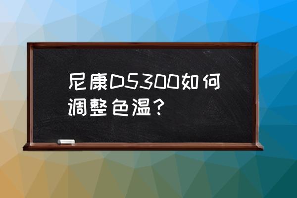 尼康相机色温如何调整 尼康D5300如何调整色温？