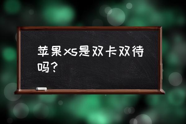 xs支持双卡双待吗 苹果xs是双卡双待吗？