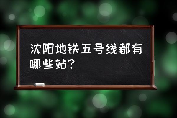 沈阳奥体中心怎么坐地铁 沈阳地铁五号线都有哪些站？