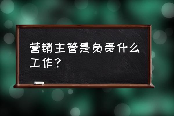 网络营销主管岗位描述内容是啥 营销主管是负责什么工作？