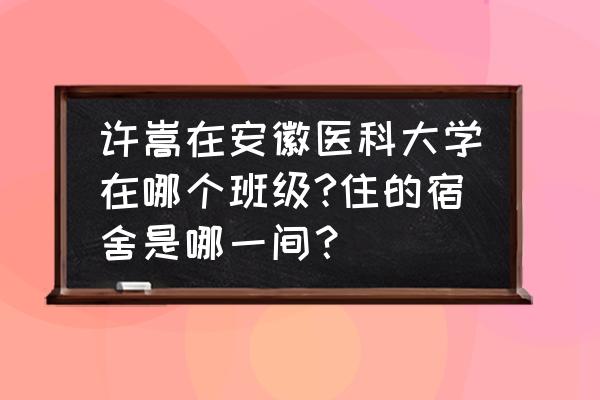 许嵩到底是不是安庆人 许嵩在安徽医科大学在哪个班级?住的宿舍是哪一间？