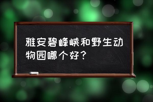 雅安哪里旅游比较好 雅安碧峰峡和野生动物园哪个好？