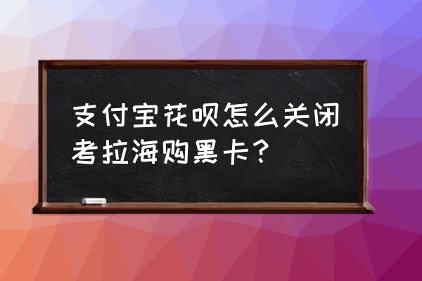 考拉海购怎么关 支付宝花呗怎么关闭考拉海购黑卡？