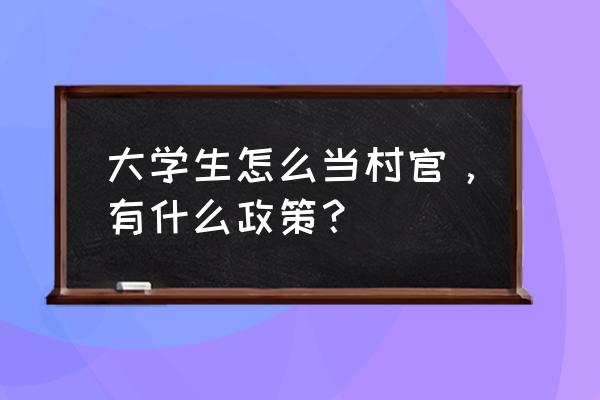 大学生村官政策最新规定 大学生怎么当村官，有什么政策？