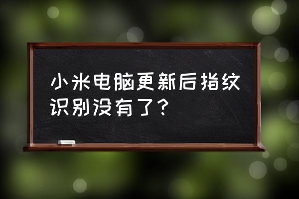 怎么弄指纹解锁电脑版 小米电脑更新后指纹识别没有了？