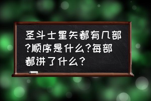 圣斗士一共多少部 圣斗士星矢都有几部?顺序是什么?每部都讲了什么？