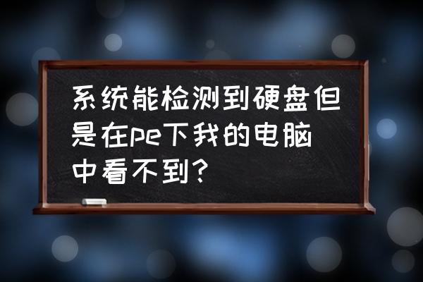 打开电脑检测不到硬盘怎么办 系统能检测到硬盘但是在pe下我的电脑中看不到？