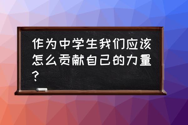 如何让一个初中生好好学习 作为中学生我们应该怎么贡献自己的力量？