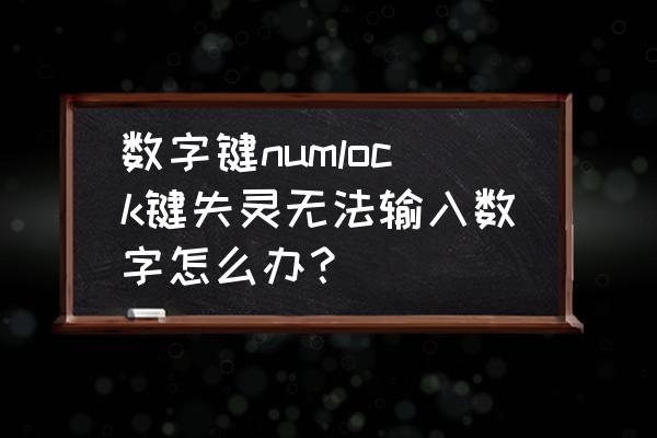 数字键numlock开着还是无法用 数字键numlock键失灵无法输入数字怎么办？