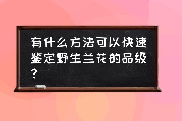 怎么分辨兰草是野生还是人工 有什么方法可以快速鉴定野生兰花的品级？