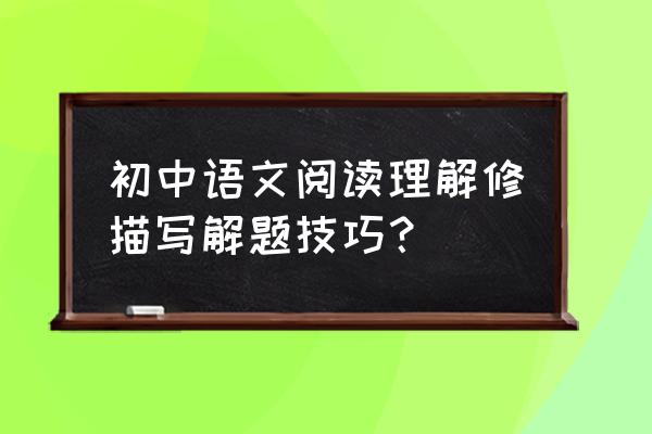 初中语文阅读题答题方法和技巧 初中语文阅读理解修描写解题技巧？