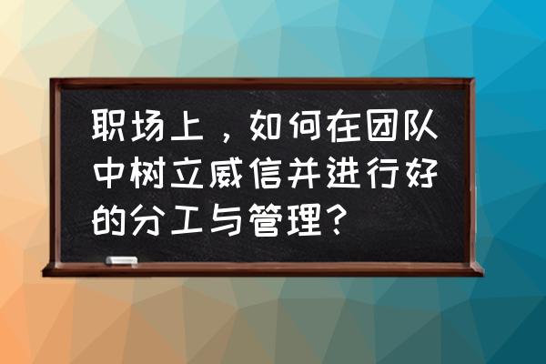 怎样做才能让团队里的人信服你 职场上，如何在团队中树立威信并进行好的分工与管理？