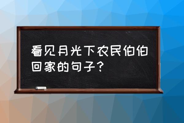 在月光下看到某个情景的句子 看见月光下农民伯伯回家的句子？