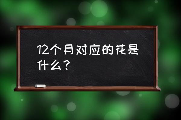 12月花卉景观 12个月对应的花是什么？