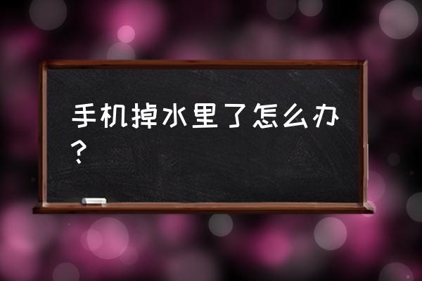 手机掉进水里了要怎么办 手机掉水里了怎么办？