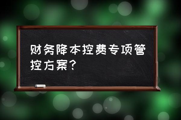 好口碑的财务管理方案 财务降本控费专项管控方案？